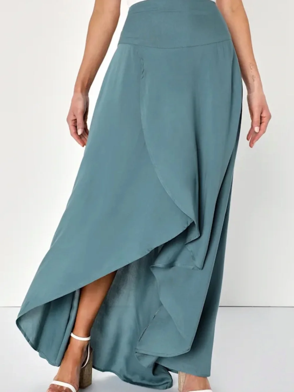 Women's Hi-Lo Maxi Skirt — Slate Green